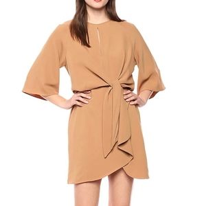 LIKELY Lucia Light Brown Tie Front Dress